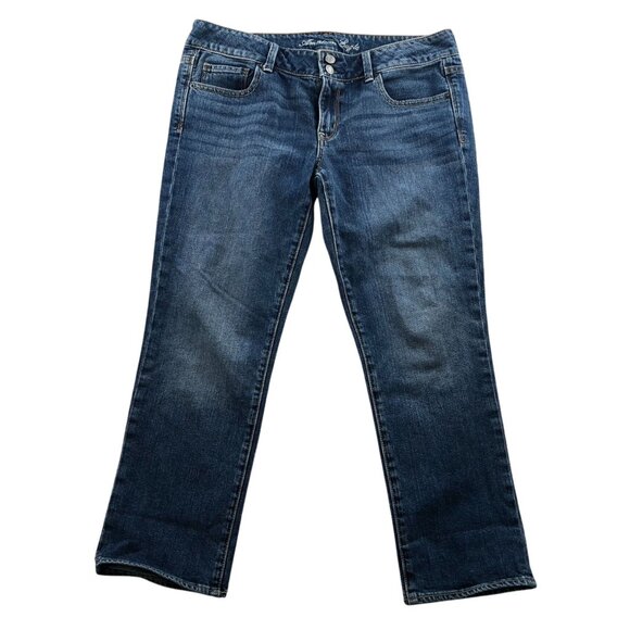 American Eagle Womens Artist Jeans Size 12 Stretch Straight Leg Blue Denim - Picture 1 of 16